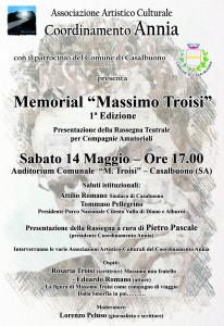 Locandina 1° Memorial Massimo Troisi 14 maggio 2016
